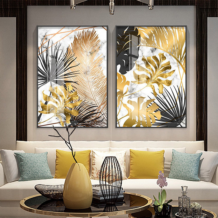 Nordic Tropical Gold Leaves Abstract Wall Art Posters Fine Art Canvas Prints For Modern Office Or Apartment Pictures For Living Room Decor