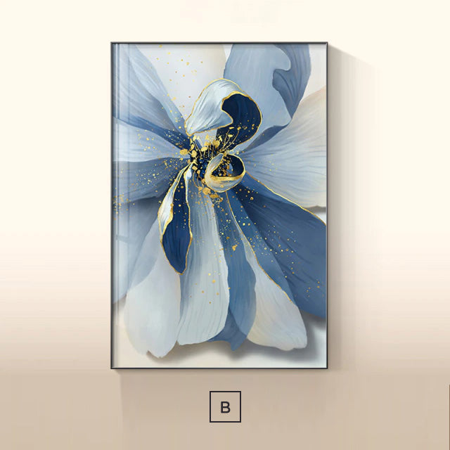 Big Floral Modern Abstract Wall Art Fine Art Canvas Prints Blue Jade Orange Yellow Flowers Pictures For Luxury Living Room Nordic Botanical Art Decor