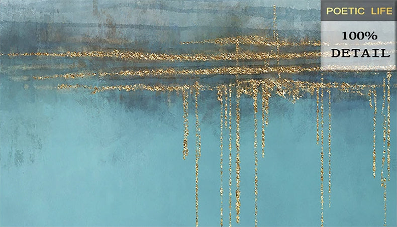 Abstract Golden Horizons Contemporary Nordic Wall Art Fine Art Canvas Prints Modern Minimalist Blue White Pictures For Living Room Office Home Interior Decor
