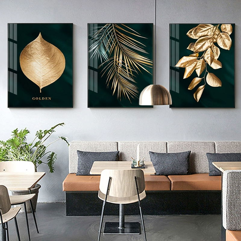 Golden Leaf Wall Art Minimalist Nordic Tropical Plants Fine Art Canvas Prints Luxury Pictures For Living Room Dining Room Modern Home Decor