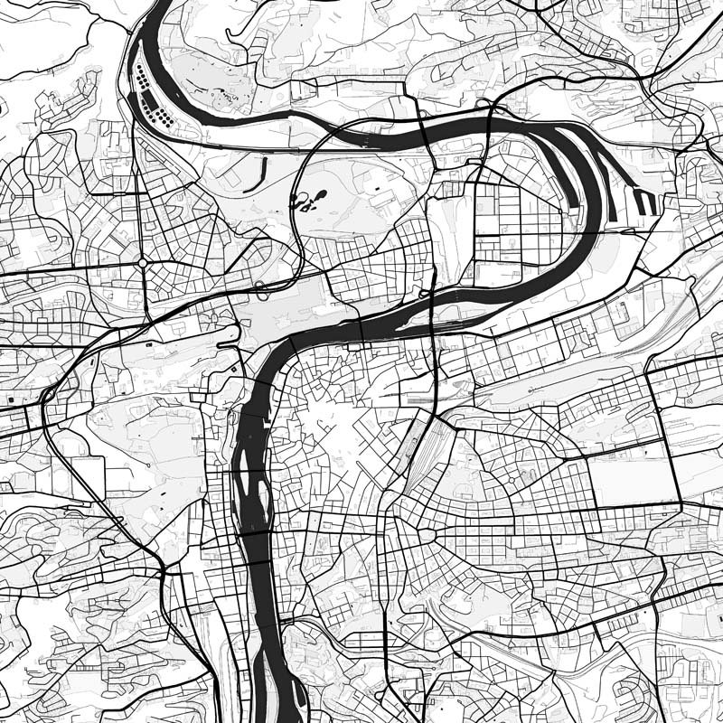 Prague City Map Wall Art Black White Minimalist European Czech Republic Travel Pictures For Living Room Dining Room Home Office Nordic Wall Art Decor