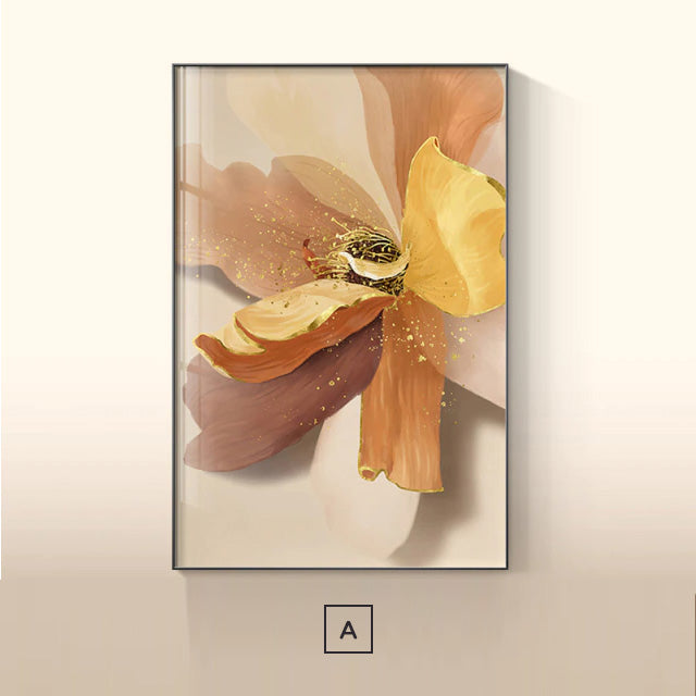 Big Floral Modern Abstract Wall Art Fine Art Canvas Prints Blue Jade Orange Yellow Flowers Pictures For Luxury Living Room Nordic Botanical Art Decor