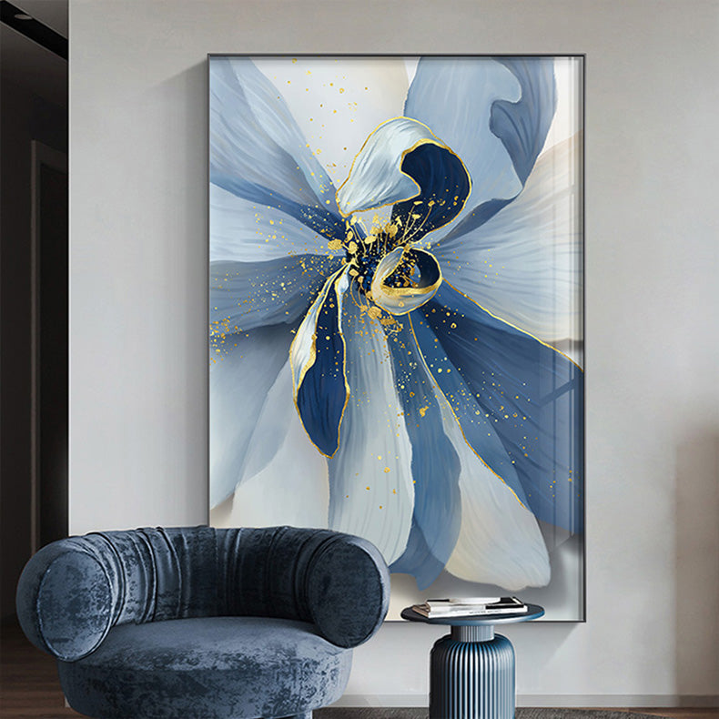 Big Floral Modern Abstract Wall Art Fine Art Canvas Prints Blue Jade Orange Yellow Flowers Pictures For Luxury Living Room Nordic Botanical Art Decor