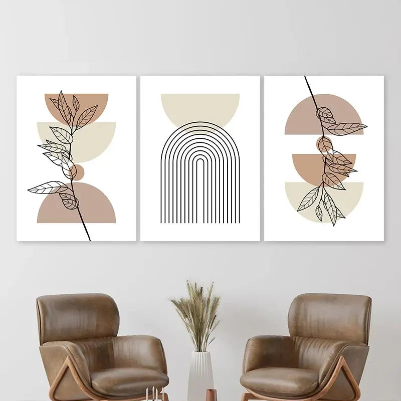 Set of 3Pcs FRAMED Canvas Prints - Nordic Lifestyle Abstract Wall Art Canvas Prints Framed With Wood Frame. Size Options: 20x30cm, 30x40cm