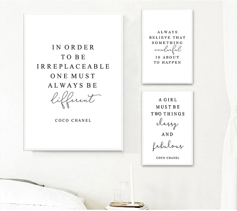 Always Believe Fashion Quotes Wall Art Fine Art Canvas Prints Black White Minimalist Posters Pictures For Living Room Girl's Bedroom Salon Art Decor