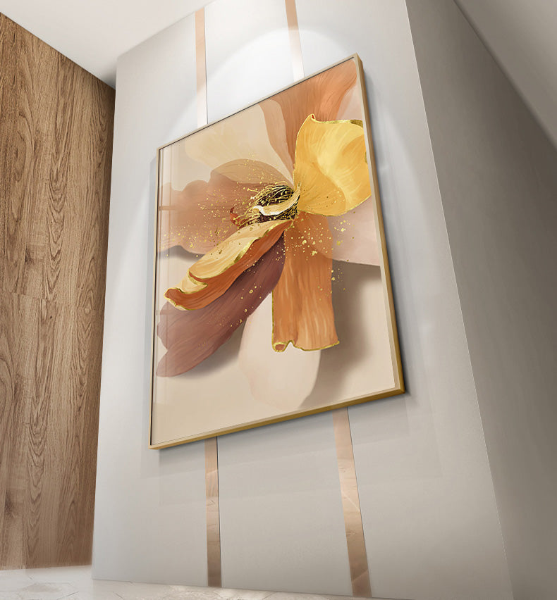 Big Floral Modern Abstract Wall Art Fine Art Canvas Prints Blue Jade Orange Yellow Flowers Pictures For Luxury Living Room Nordic Botanical Art Decor