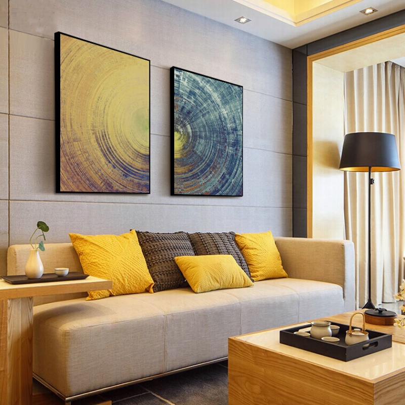 Yellow Meets Blue Contemporary Wall Art Fine Art Canvas Prints Abstract Circle Pictures For Office Interiors Living Room Modern Home Wall Art Decor
