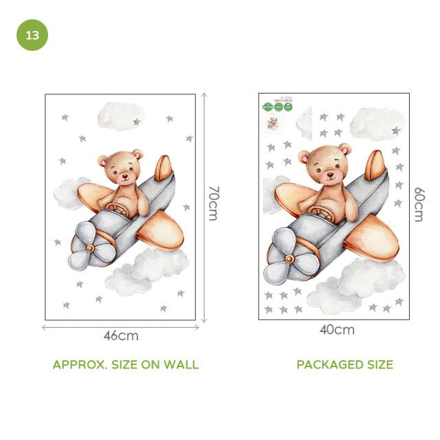 Cute Teddy Bear Moon Cloud And Stars Wall Decals For Kids Room Removable Wall Stickers For Baby Room Nordic Nursery Wall Creative DIY Art Decor