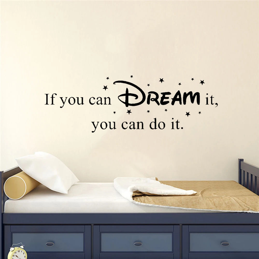 If You Can Dream It Inspirational Quotation Wall Sticker Peel and Stick Removable Vinyl Wall Decal Motivational Words For Creative DIY Home Decor
