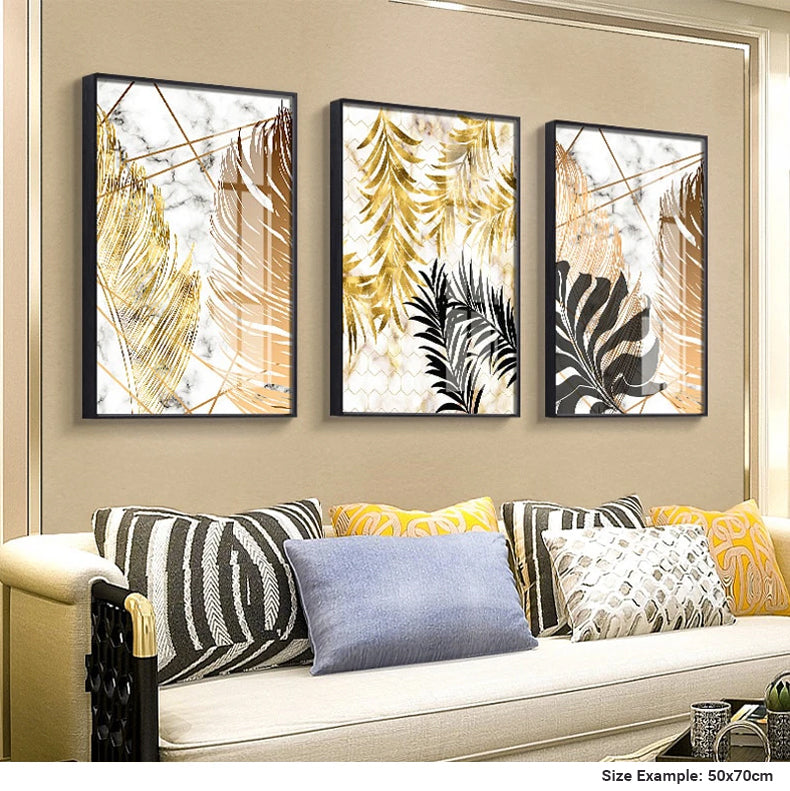 Nordic Tropical Gold Leaves Abstract Wall Art Posters Fine Art Canvas Prints For Modern Office Or Apartment Pictures For Living Room Decor