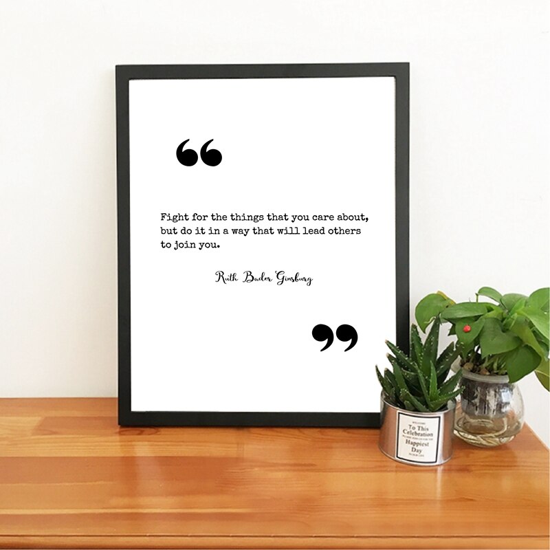 The Notorious RBG Ruth Bader Ginsberg Famous Quotation Black White Wall Art Fine Art Canvas Print Minimalist Inspirational Motivational Posters Wall Art Decor