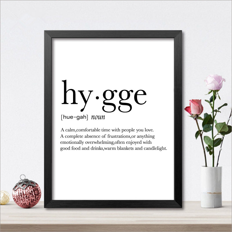 Hygge Lagom Definition Minimalist Nordic Wall Art Black White Fine Art Canvas Prints Swedish Danish Norwegian Lifestyle Quotes Posters For Modern Home Office