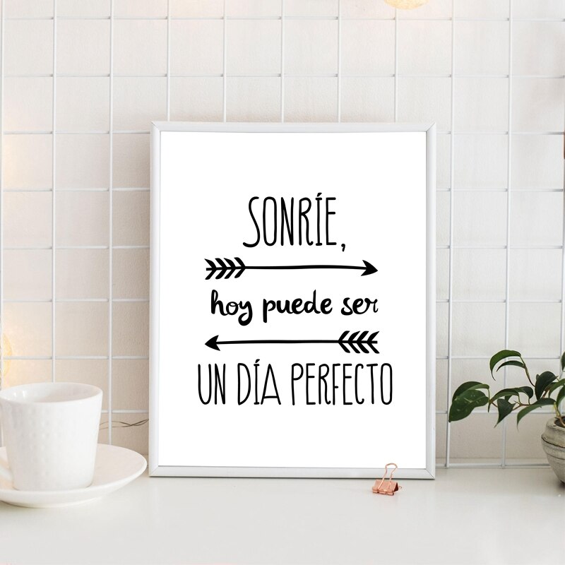 Positive Quotes In Spanish Wall Art Fine Art Canvas Prints Minimalist Black White Inspirational Daily Mantra Motivational Posters For Study Room Dorm Wall Decor